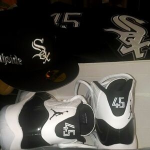 White Sox Jersey sz 56, Jordan 11 space jam (45) women 7 , white Sox hat SET !